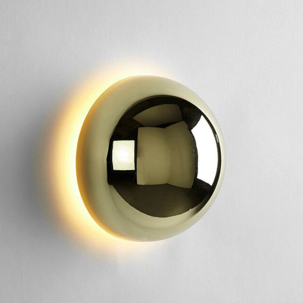 Modern Metal Wall Sconce Lighting - Solar Eclipse LED Wall Lamp in Black, Silver, or Gold - Hardwired Design