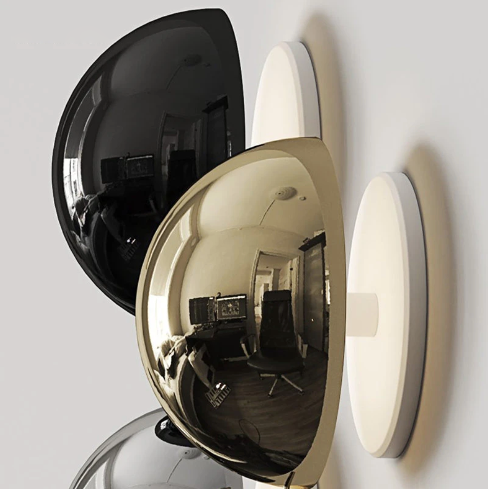 Modern Metal Wall Sconce Lighting - Solar Eclipse LED Wall Lamp in Black, Silver, or Gold - Hardwired Design