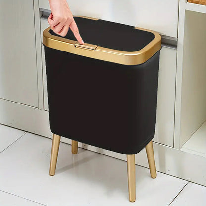 Modern Odour-Sealing Trash Can | 15L Stylish Waste Bin with Elevated Legs for Clean Living Spaces