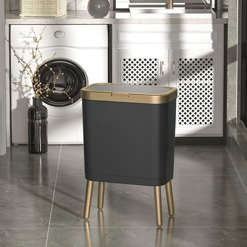 Modern Odour-Sealing Trash Can | 15L Stylish Waste Bin with Elevated Legs for Clean Living Spaces