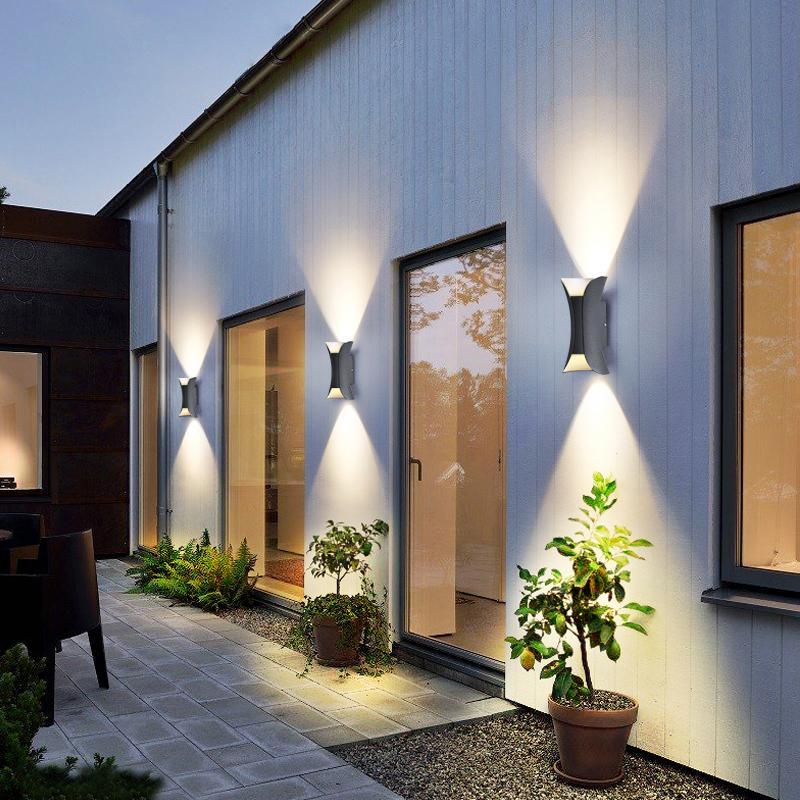 Modern Outdoor Wall Light, Up Down Sconce LED Light with Curved Design, Waterproof