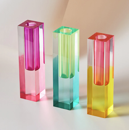 Modern Prism Acrylic Vase – Colorful Desktop Organizer for Floral Displays