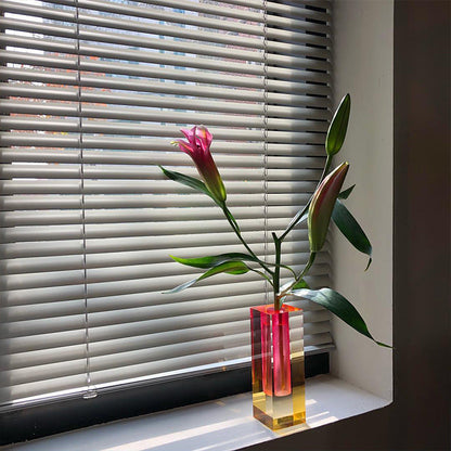Modern Prism Acrylic Vase – Colorful Desktop Organizer for Floral Displays