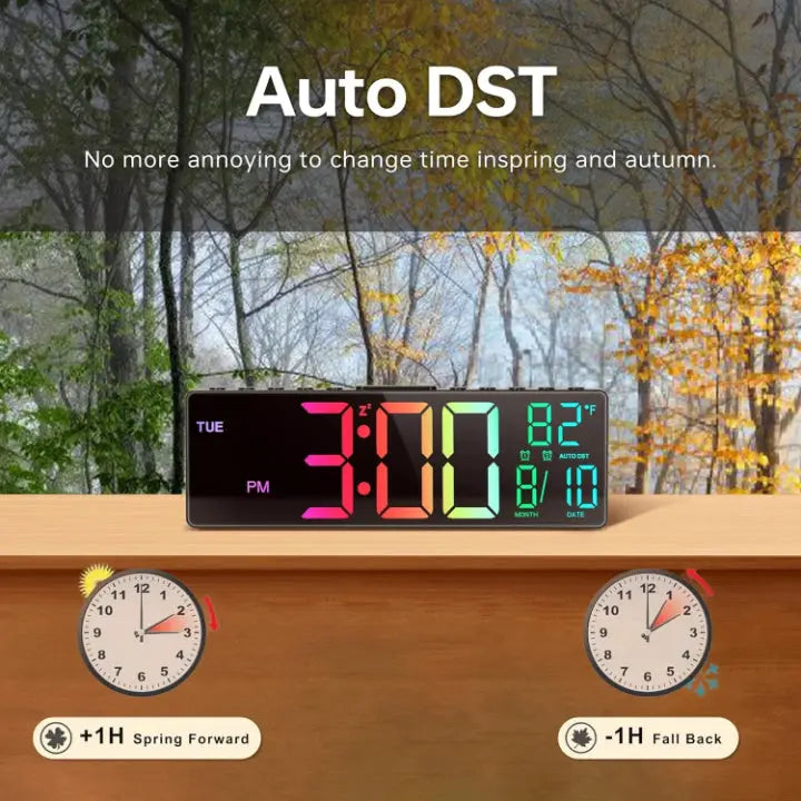 Modern RGB Wall Clock with Large LED Display & Remote Control | Stylish Timepiece for Home Ambiance