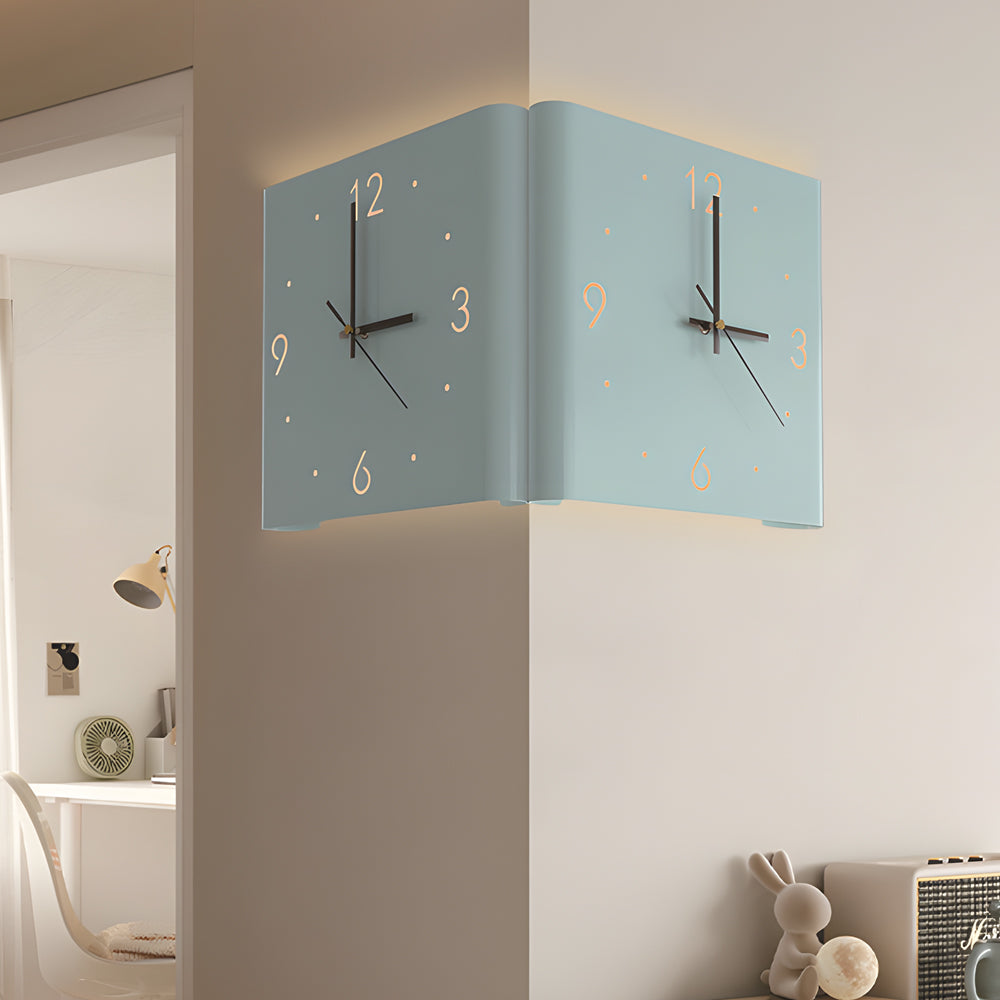 Modern Square LED Wall Clock Lamp with Backlit Metal Frame and USB Rechargeable Light