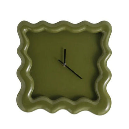 Modern Wavy Wall Clock – Minimalist 3D Design with Artistic Frame in Various Colors