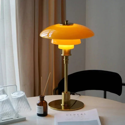 Frosted Glass Desk Lamp 18 in Tall Gold Metal Base E27 Socket Rotary Switch for Nightstand Study Office Reading