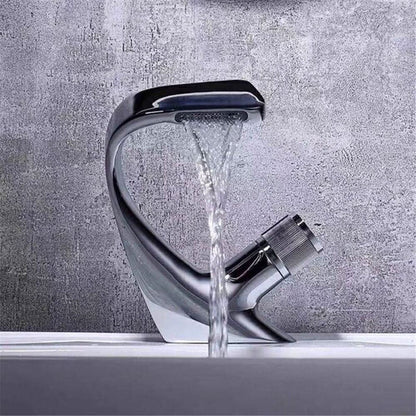 AQUAVEL – Modern Brass Waterfall Basin Mixer for Elegant Bathroom Design