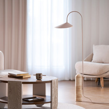 Arched Reading Floor Lamp with Marble Base – Modern Black Metal Accent Light for Living Room, Bedroom & Home Office