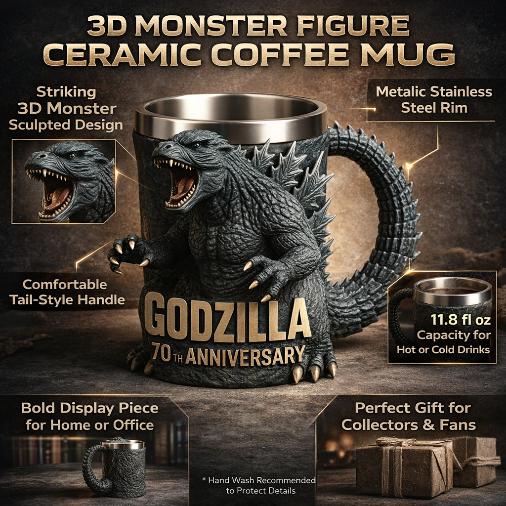 Monster Mug | 3D Sculpted Ceramic Coffee Cup with Unique Design | Fun Drinkware for Home and Office