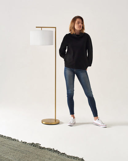Fabric Shade Standing Lamp 60-Inch Metal Frame LED Illumination Foot Switch Control Contemporary Black Antique Brass Satin Nickel Tall Uplig
