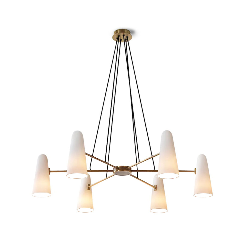 Overhead Light Fixture with Frosted Globes in Metal Frame for Dining or Living Spaces 6 to 8 Arms Extendable Cord