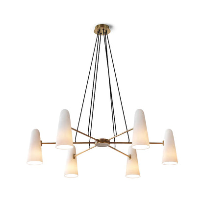 Overhead Light Fixture with Frosted Globes in Metal Frame for Dining or Living Spaces 6 to 8 Arms Extendable Cord