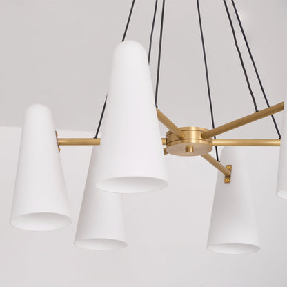Overhead Light Fixture with Frosted Globes in Metal Frame for Dining or Living Spaces 6 to 8 Arms Extendable Cord
