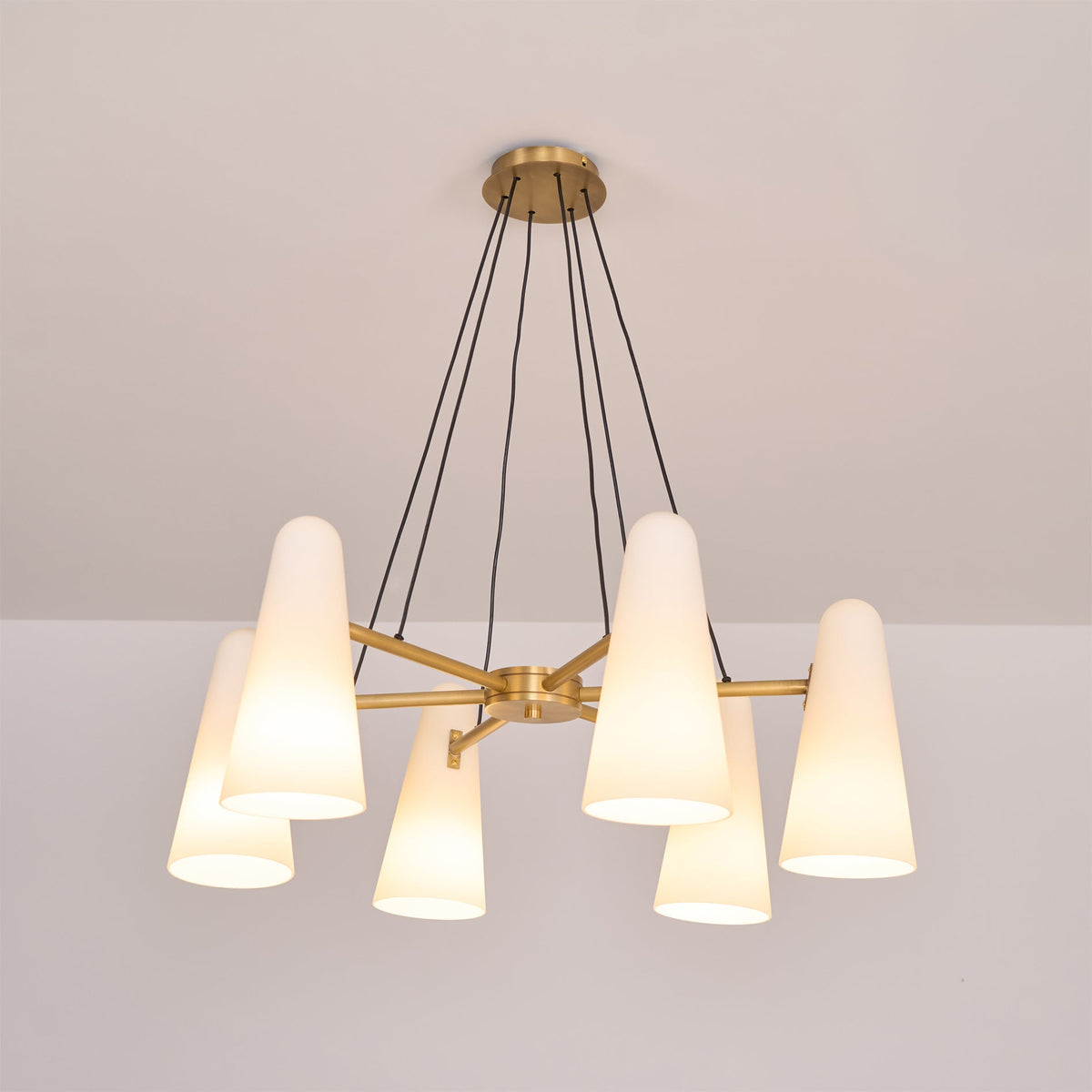Overhead Light Fixture with Frosted Globes in Metal Frame for Dining or Living Spaces 6 to 8 Arms Extendable Cord