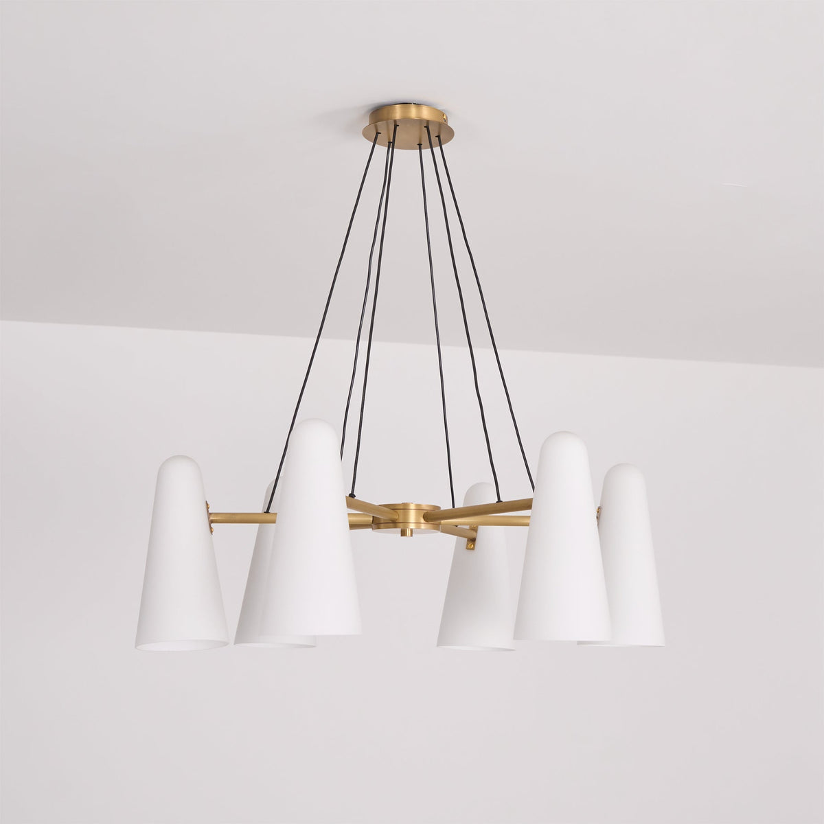 Overhead Light Fixture with Frosted Globes in Metal Frame for Dining or Living Spaces 6 to 8 Arms Extendable Cord