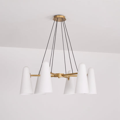 Overhead Light Fixture with Frosted Globes in Metal Frame for Dining or Living Spaces 6 to 8 Arms Extendable Cord