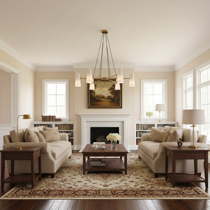 Overhead Light Fixture with Frosted Globes in Metal Frame for Dining or Living Spaces 6 to 8 Arms Extendable Cord