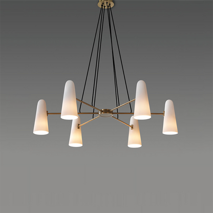 Overhead Light Fixture with Frosted Globes in Metal Frame for Dining or Living Spaces 6 to 8 Arms Extendable Cord