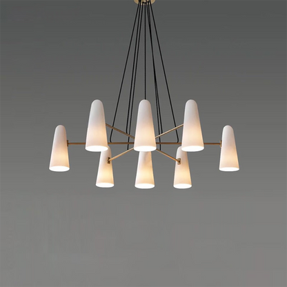 Overhead Light Fixture with Frosted Globes in Metal Frame for Dining or Living Spaces 6 to 8 Arms Extendable Cord