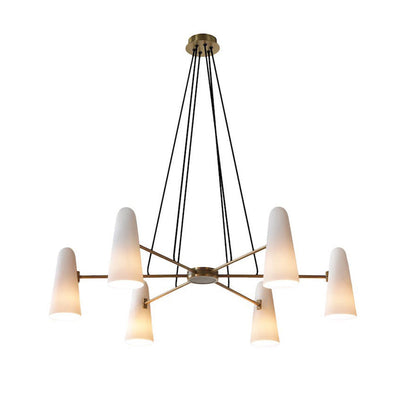 Overhead Light Fixture with Frosted Globes in Metal Frame for Dining or Living Spaces 6 to 8 Arms Extendable Cord