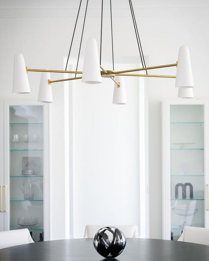 Overhead Light Fixture with Frosted Globes in Metal Frame for Dining or Living Spaces 6 to 8 Arms Extendable Cord