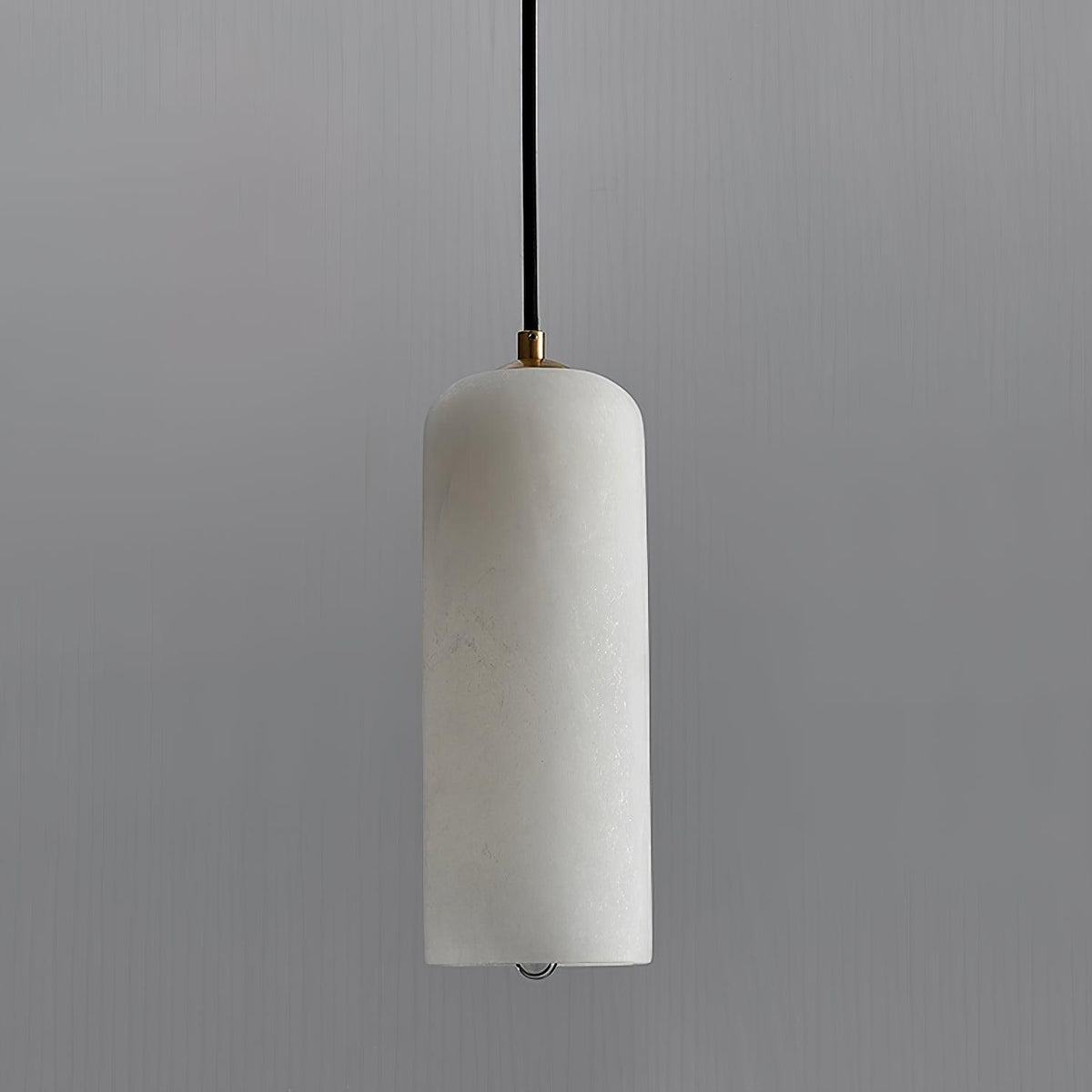 Alabaster Stone Hanging Lamp 10 in Tall White Shade Brass Accent Minimal Pendant for Islands Dining Tables Bedrooms Entryways