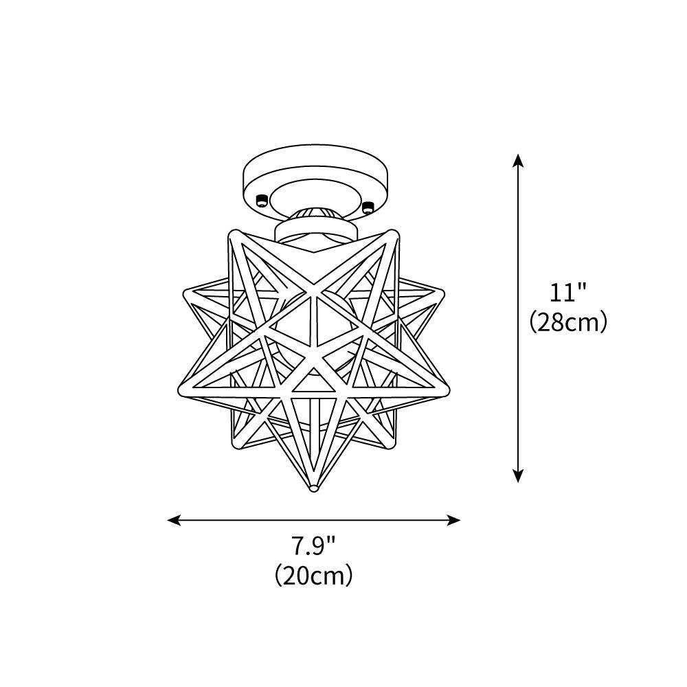 Geometric Star Pendant Light Fixture with Multi-Faceted Glass Panels for Hallway Entry Living Room Indoor Overhead Lighting