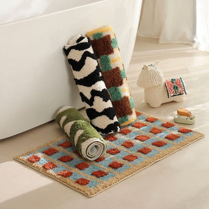 Mosaic Bath Mat - Soft Fabric, Non-Slip Design, Moroccan Pattern