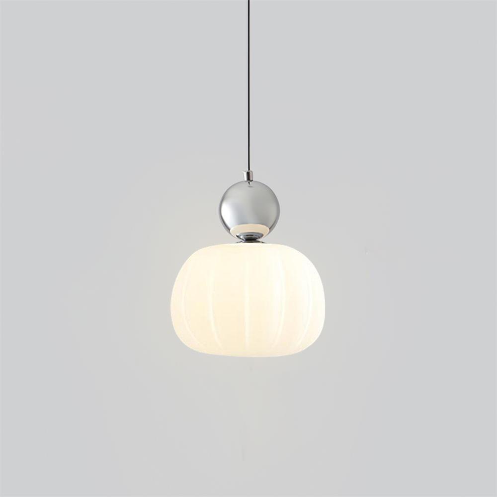 Sculptural Mini Pendant Light with Rounded Acrylic Shade for Dining Rooms, Bedrooms & Kitchen Nooks – 5.5-Inch White Globe Fixture, Adjustab