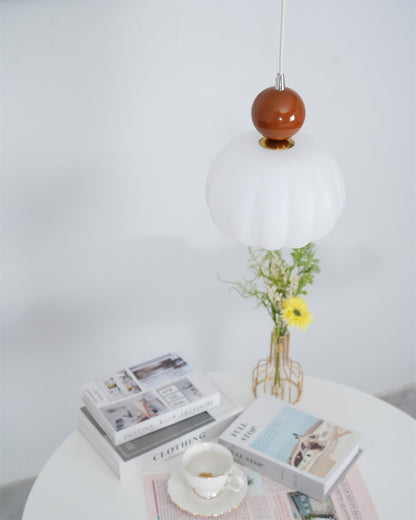 Sculptural Mini Pendant Light with Rounded Acrylic Shade for Dining Rooms, Bedrooms & Kitchen Nooks – 5.5-Inch White Globe Fixture, Adjustab
