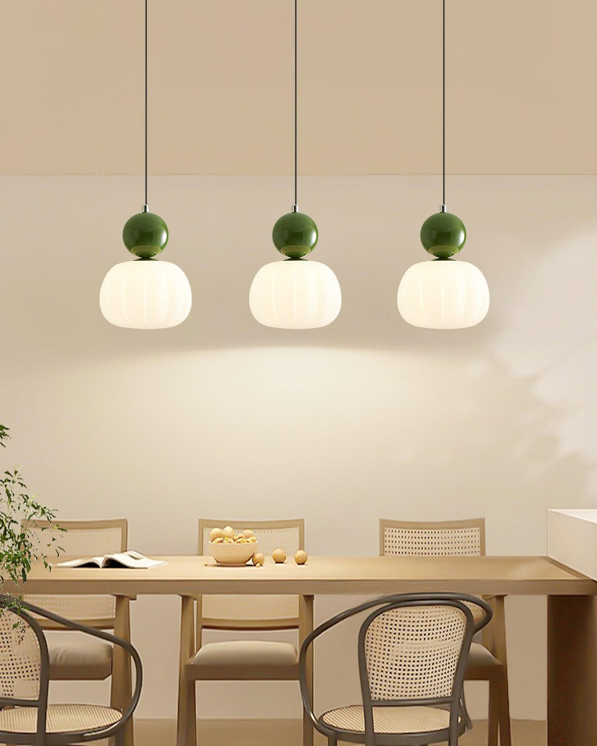 Sculptural Mini Pendant Light with Rounded Acrylic Shade for Dining Rooms, Bedrooms & Kitchen Nooks – 5.5-Inch White Globe Fixture, Adjustab