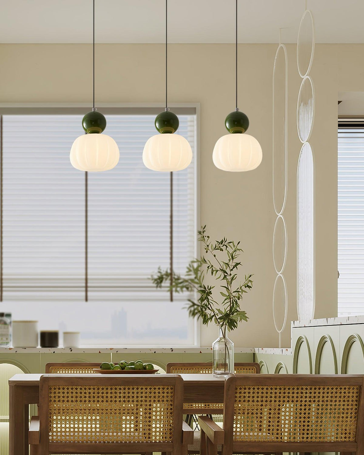 Sculptural Mini Pendant Light with Rounded Acrylic Shade for Dining Rooms, Bedrooms & Kitchen Nooks – 5.5-Inch White Globe Fixture, Adjustab