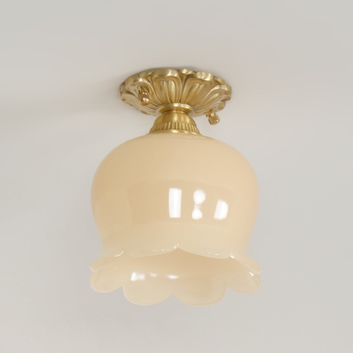 Compact Resin & Brass Flush Mount Ceiling Fixture 6 in Diameter Ambient Room Light E26 Base Bedroom Living Room Dining Kitchen Hallway Entry