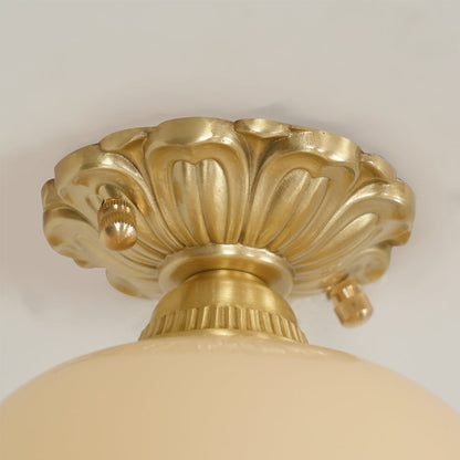 Compact Resin & Brass Flush Mount Ceiling Fixture 6 in Diameter Ambient Room Light E26 Base Bedroom Living Room Dining Kitchen Hallway Entry