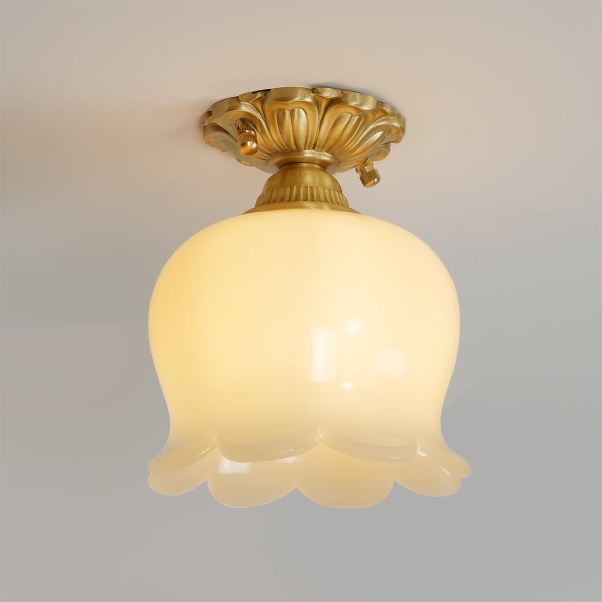 Compact Resin & Brass Flush Mount Ceiling Fixture 6 in Diameter Ambient Room Light E26 Base Bedroom Living Room Dining Kitchen Hallway Entry