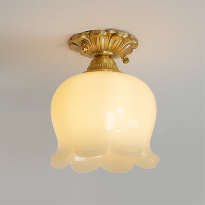 Compact Resin & Brass Flush Mount Ceiling Fixture 6 in Diameter Ambient Room Light E26 Base Bedroom Living Room Dining Kitchen Hallway Entry