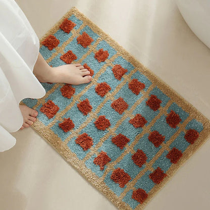 Mosaic Bath Mat - Soft Fabric, Non-Slip Design, Moroccan Pattern