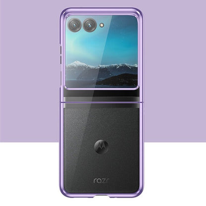 Clear Protective Case for Motorola Razr Plus Foldable Phone with Electroplated Edge Trim