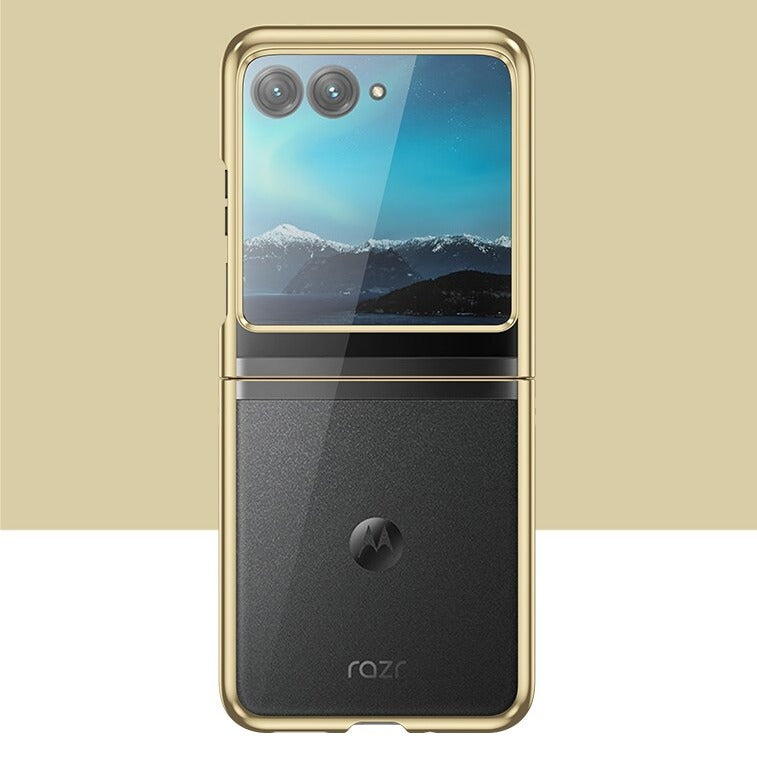 Clear Protective Case for Motorola Razr Plus Foldable Phone with Electroplated Edge Trim