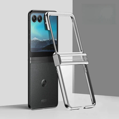 Clear Protective Case for Motorola Razr Plus Foldable Phone with Electroplated Edge Trim