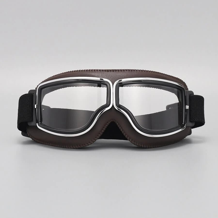 Vintage Motorcycle Goggles with UV Protection & Shatterproof Lens for Bikes, Scooters & Classic Rides