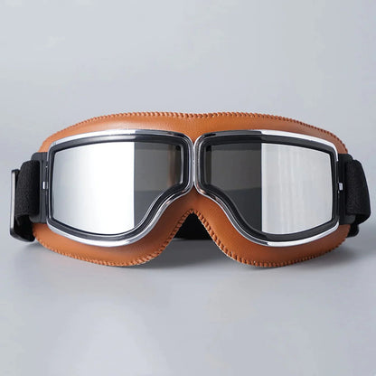 Vintage Motorcycle Goggles with UV Protection & Shatterproof Lens for Bikes, Scooters & Classic Rides