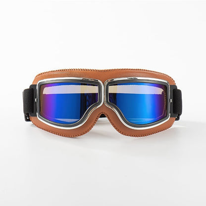 Vintage Motorcycle Goggles with UV Protection & Shatterproof Lens for Bikes, Scooters & Classic Rides