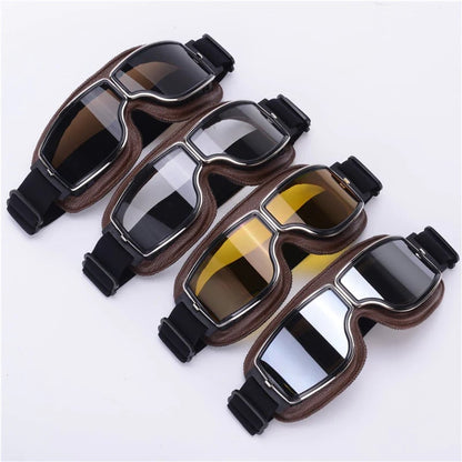 Vintage Motorcycle Goggles with UV Protection & Shatterproof Lens for Bikes, Scooters & Classic Rides