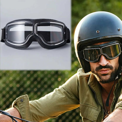 Vintage Motorcycle Goggles with UV Protection & Shatterproof Lens for Bikes, Scooters & Classic Rides