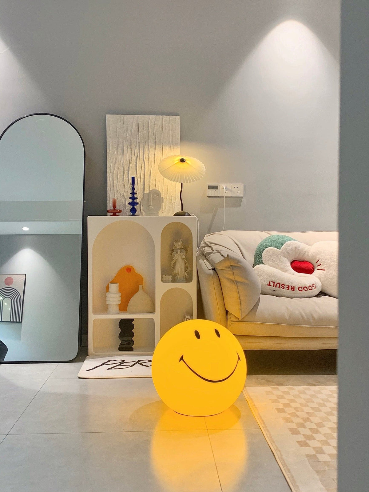 Cheerful Glow Night Light for Kids | 9 in Polypropylene LED Desk Lamp Yellow USB Rechargeable Bedside Reading Light Playroom Decor Nursery A