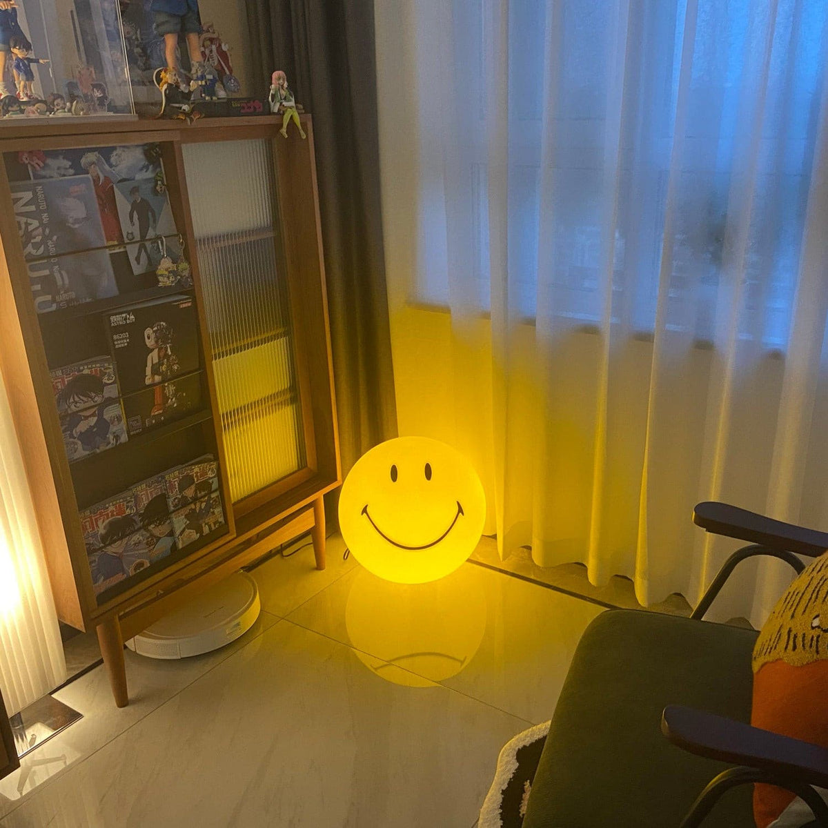 Cheerful Glow Night Light for Kids | 9 in Polypropylene LED Desk Lamp Yellow USB Rechargeable Bedside Reading Light Playroom Decor Nursery A