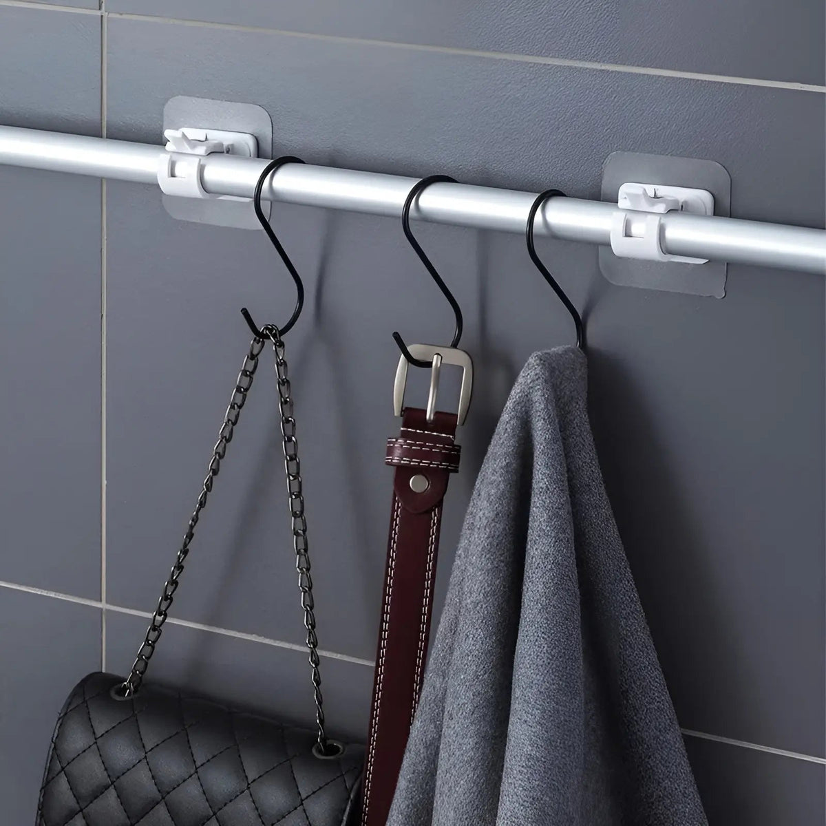 Adhesive Curtain Rod Holders No-Drill Wall Brackets 4-Pack for Windows & Drapery Damage-Free Installation Quick Mount