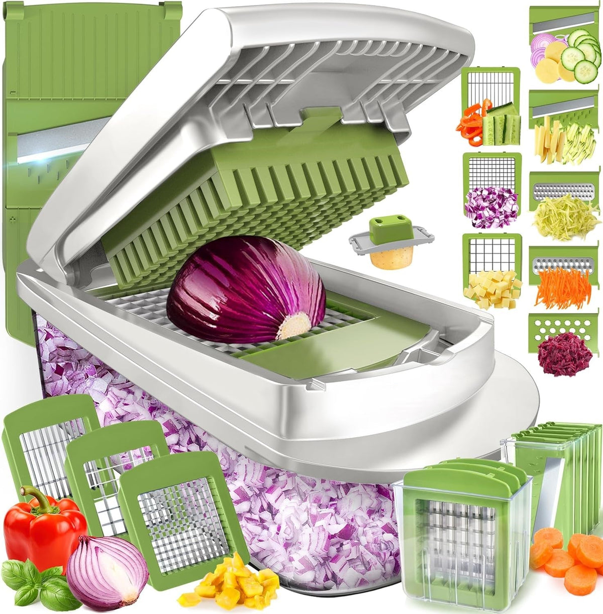 MultiPrep | 10-in-1 Vegetable Slicer with 8 Blades | Versatile Kitchen Tool for Quick Meal Prep